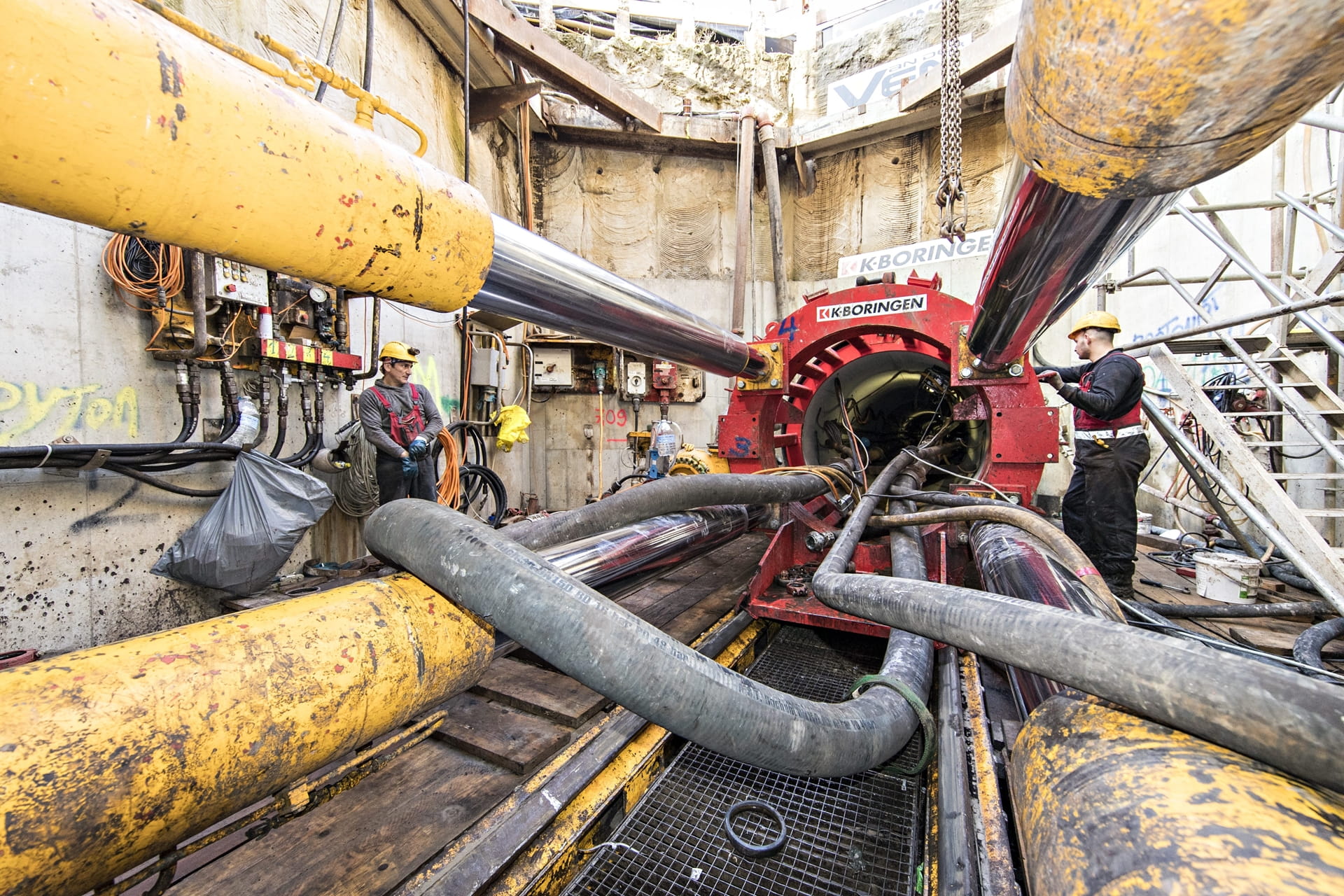 Construction site with pipes