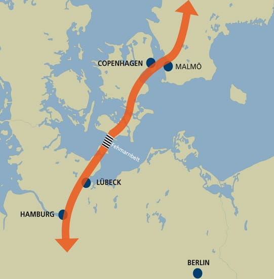 Route of the Fehmarnbelt tunnel