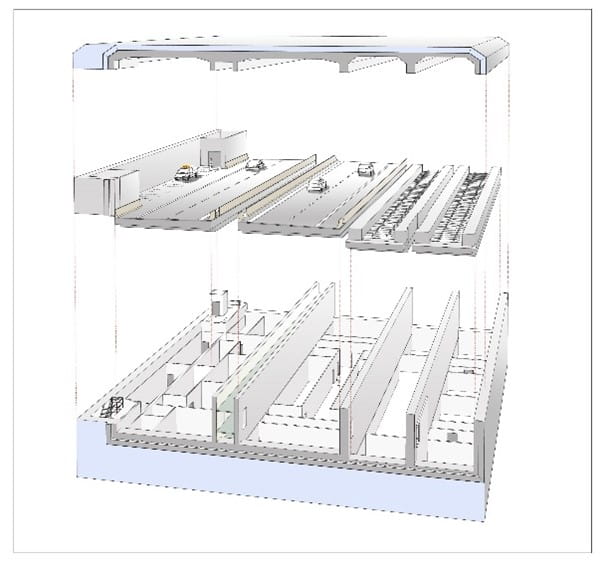 Drawing of special tunnel element