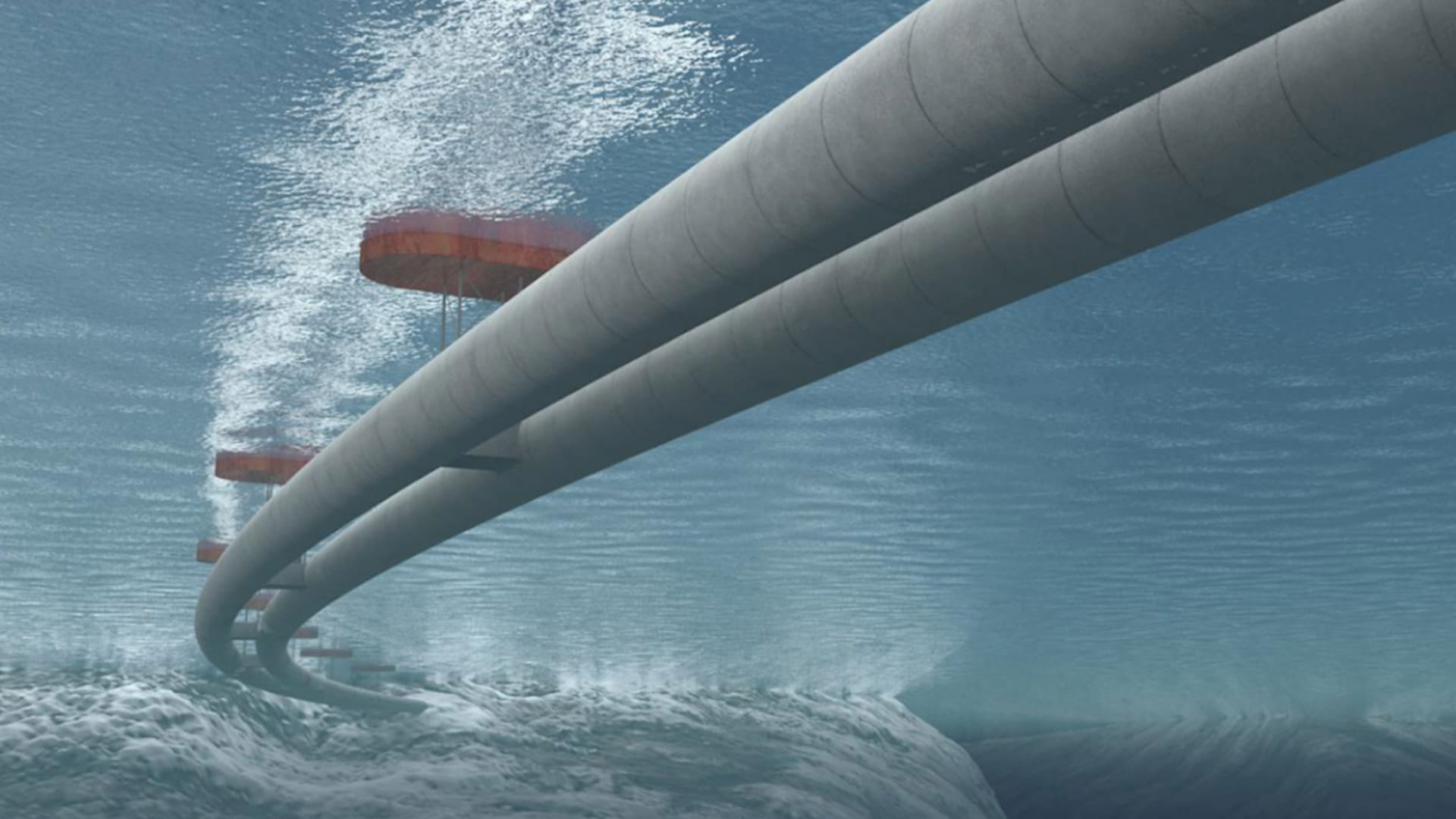 floating tunnels submerged in water